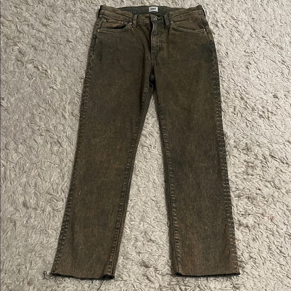 Edwin Olive Green Distressed  Denim Jeans